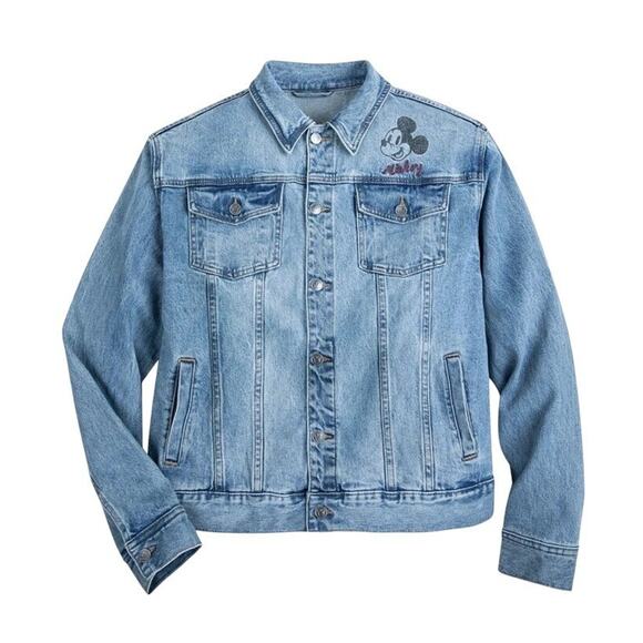 Disney Parks‎ Mickey Mouse Denim Jean Jacket THE ONE AND ONLY XXL - Picture 2 of 10